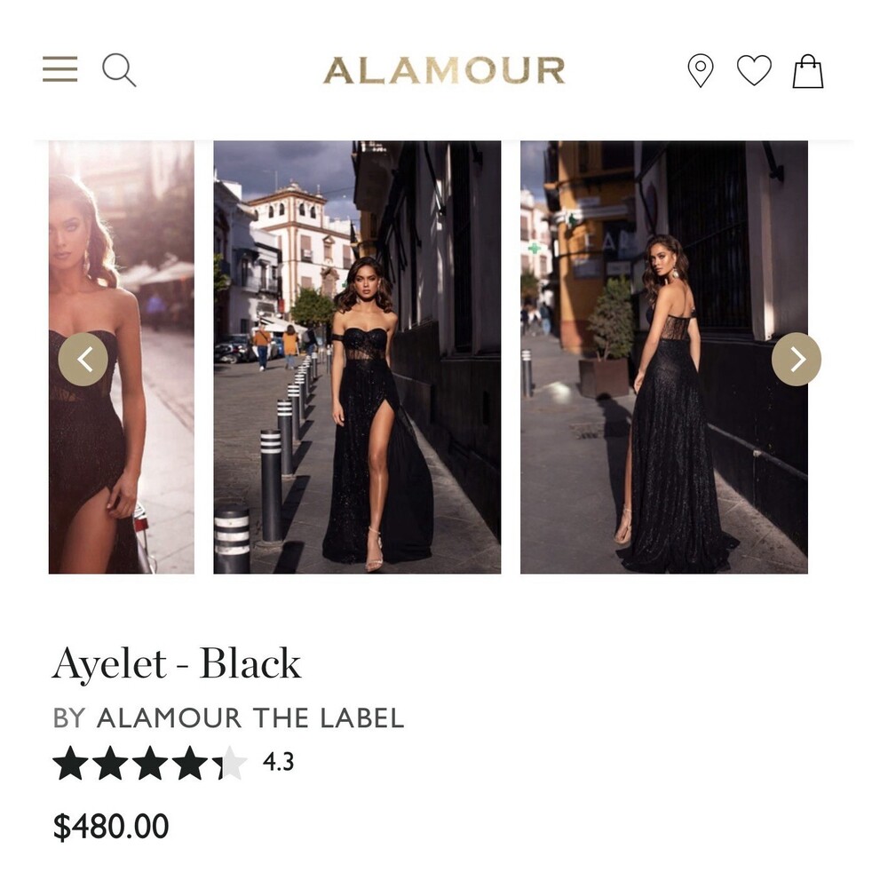 Alamour The Label Black Formal Gown S Strapless Glitter The Ayelet Evening Dress - Picture 7 of 16